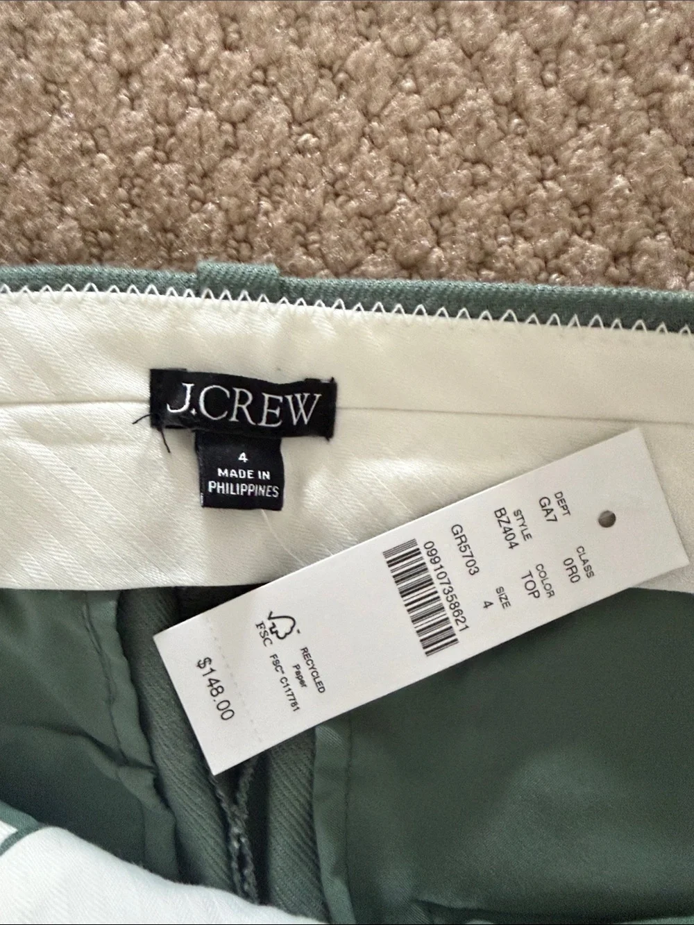 J. Crew Forest Green Wide-Leg Pants